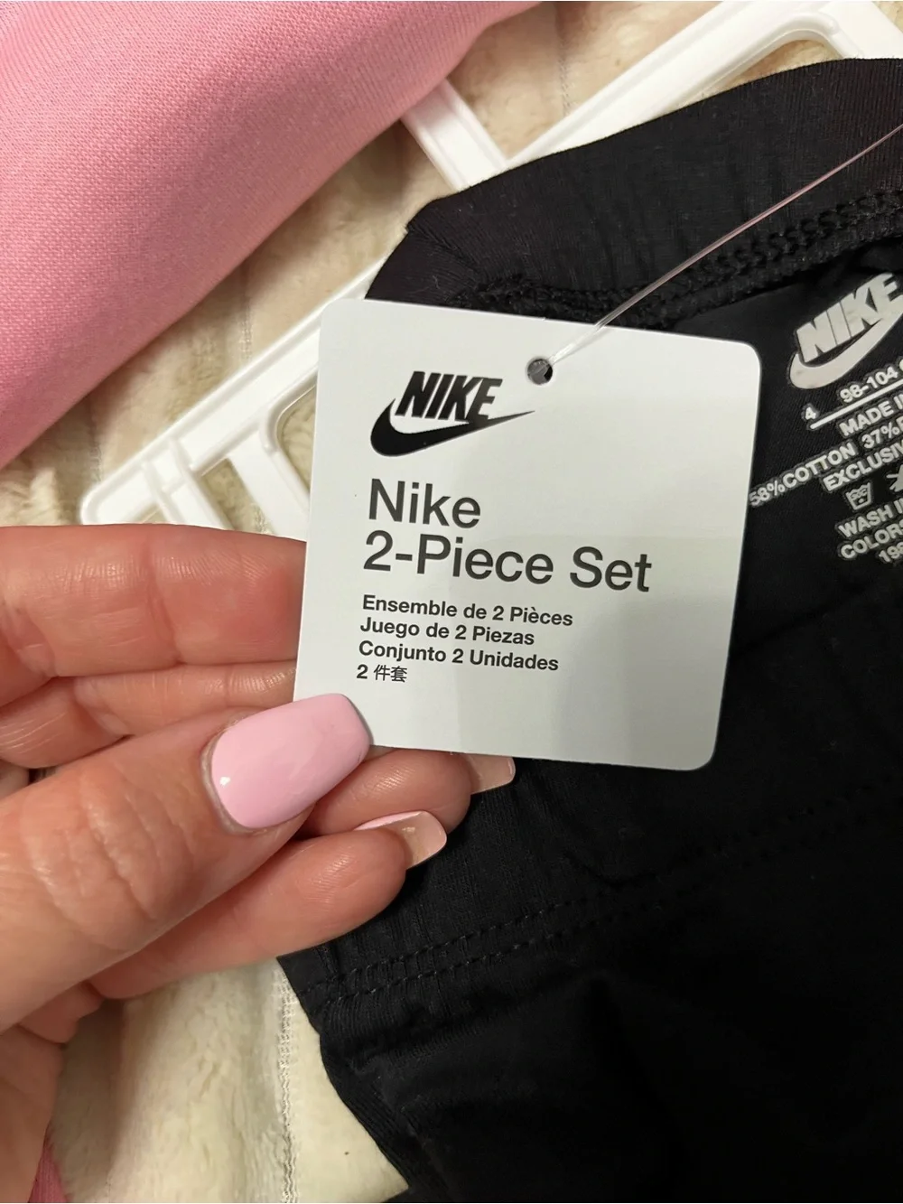Nike Pink Sweatshirt with Black Pants Set Girls Size 4